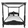 Majestic Black Solid Wood Mahogany Four-Poster Bed Royal Vintage Elegance Image 4