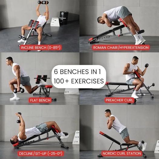 Multi-Functional FID Weight Bench for Full All-in-One Body Workout  Hyper Back Extension, Roman Chair, Adjustable Ab Sit up Bench, Incline Decline Bench, Flat Bench