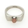 925 Vintage Sterling Silver & Pink Coral Ring Image 3
