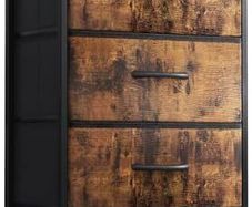 Narrow Chest of Drawers with 4 Drawers, Small Chest of Drawers with Fabric Drawer, Sturdy Steel Frame, Wooden Top, Suitable for Bedroom and Living Room, Retro