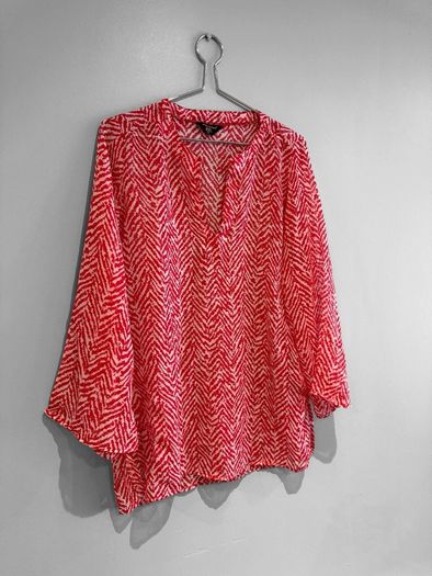 Pre Owned Red & White Patterned Beach Tunic Top