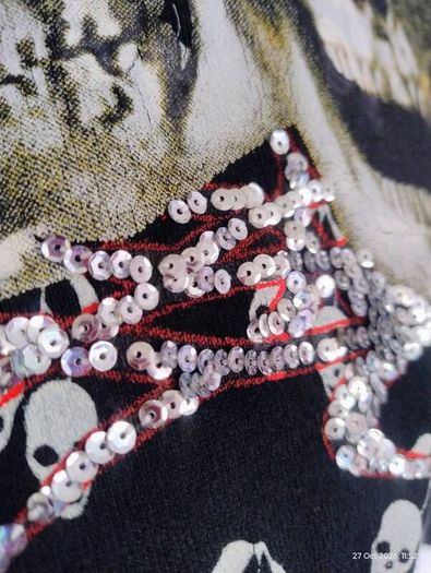 Vintage Y2K Siren Mall Goth Cherry Skull Sequin Cardigan