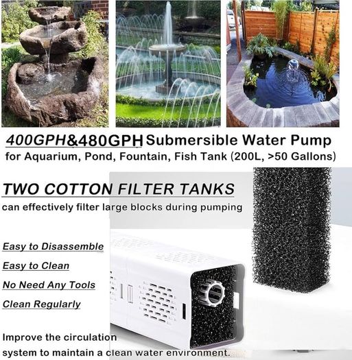 NEW SALE | Quiet Fish Tank Filter 4-in-1 Internal Aquarium Filter,500L/H Submersible Water Pump Oxygen Aeration Wave Maker Water Change for Betta, Turtle, Pond Fish