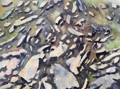 wild Atlantic way stepping stones watercolour