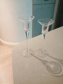 Two glass candle holders