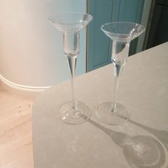 Two glass candle holders