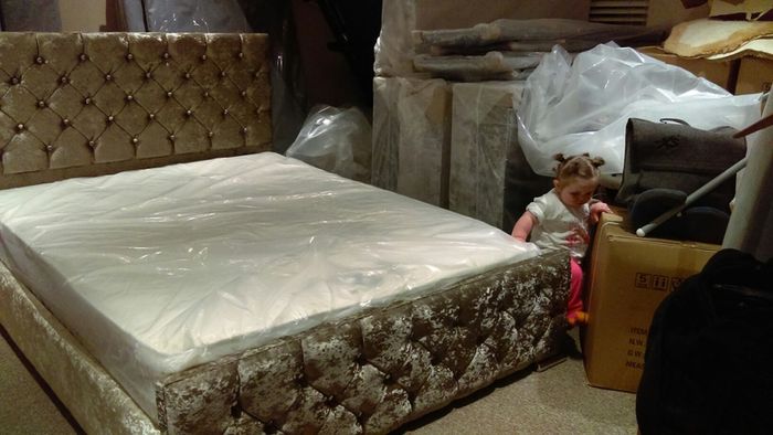Monaco truffle bed frame and mattress