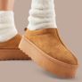 SeQwl UK 6/39Camel Platform Mule Slippers Faux Suede Chunky Sole Clogs Image 7