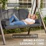 3 Seat Garden Swing Chair Steel Swing Bench w/ Cushions Cup Trays Image 5