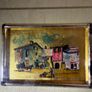 Vintage Italian Gold Leaf Miniature Print - Framed Village Scene Image 5