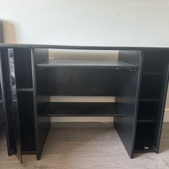 Black desk with shelves