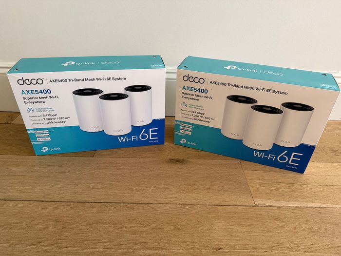 Deco XE75 AXE5400 Tri Band Mesh WiFi 6E - Two 3-Pack Boxes