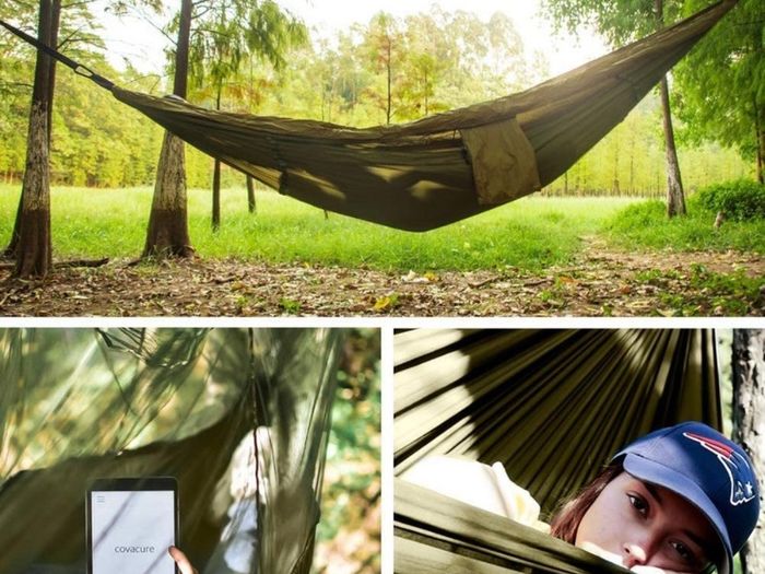 Camping Hammock with Mosquito Net - Ultralight Travel Hammock - 210T Parachute Nylon with 10FT Tree Straps for Camping Hiking Backpacking - Indoor Outdoor Garden (FREE POSTAGE)