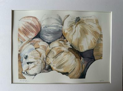 Watercolour - Garlic for Sale