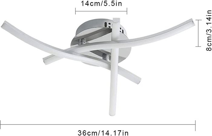 LED Ceiling Light, Elegant Curved Ceiling Lights, 3 Built-in LED Boards, 18W 1600 Lumen, Neutral White Light 4000K (FREE SHIPPING)