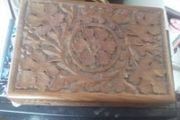 a antique carved wooden box