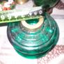 Beautiful Old Green Glass Oil Lamp, Postage Available Image 6