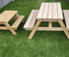 Handmade picnic benches