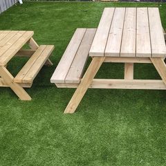 Handmade picnic benches