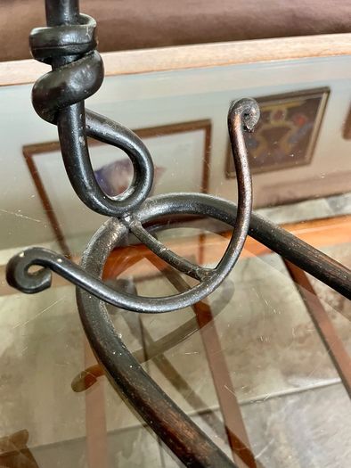 Vintage 20th Century Cast Iron Metal Brutalist Sculpture Bottle Holder Wine Rack