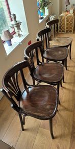Set of 4 Bentwood Chairs Fameg Bistro Fan