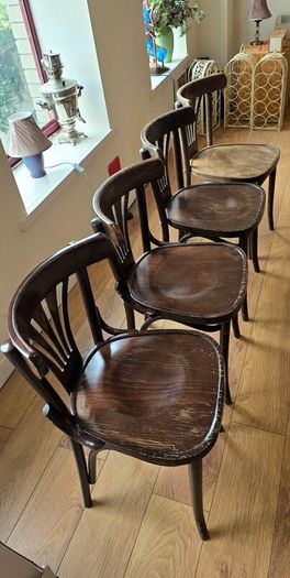 Set of 4 Bentwood Chairs Fameg Bistro Fan