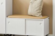 Shoe Cabinet with Sliding Doors and Seat Cushion
