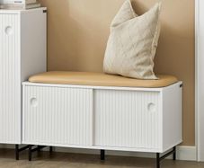 Shoe Cabinet with Sliding Doors and Seat Cushion