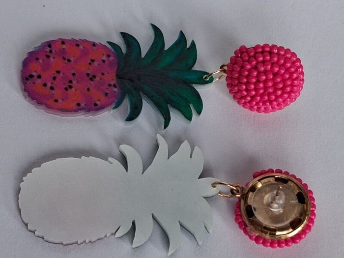 Tropical Hot Pink Seed Bead & Resin Earrings