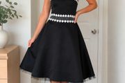 Heart &amp; Soul Black &amp; White Strapless Occasion Dress UK 12