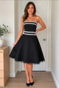 Heart & Soul Black & White Strapless Occasion Dress UK 12