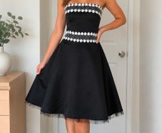 Heart & Soul Black & White Strapless Occasion Dress UK 12
