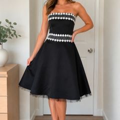 Heart & Soul Black & White Strapless Occasion Dress UK 12