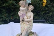 19th Century Hand Painted Dresden Porcelain Candle Stick (13")
