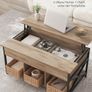 Lift Top Coffee Table with Hidden Storage and Shelves Camel Brown and Black Image 2