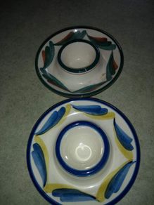 Set of 2 Jersey pottery candles holder.
