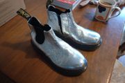 Dr Martens Youth 2976 Crinkle Metallic Chelsea Boots Silver UK1