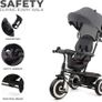 Tricycle, Baby Push Trike, Kids First Bike, Free Wheel Functions, Parenthandle, Footrest, Accessories, Bag, Cupholder, from 9 Months to 5 Years, Gray Image 6