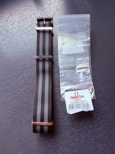 Genuine Omega black and grey NATO strap 21mm