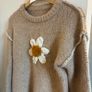 Mix wool jumper with handwoven flower Image 2