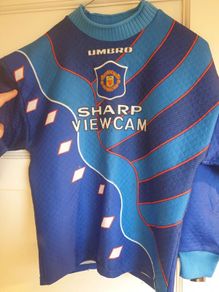 Vintage Manchester United 1995-1997 Large Boys Gk Goalkeeper Umbro Shirt