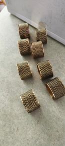 Vintage Copper Brass Gold Braided Napkin Rings Set Of 8