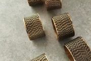 Vintage Copper Brass Gold Braided Napkin Rings Set Of 8