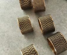 Vintage Copper Brass Gold Braided Napkin Rings Set Of 8