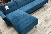 Beautiful blue plush L-Shape sofa