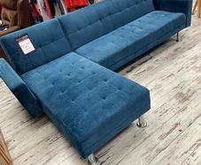 Beautiful blue plush L-Shape sofa