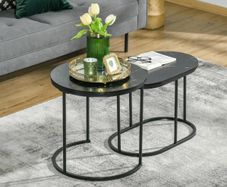 Marble-Effect Nest of Tables - Black/White