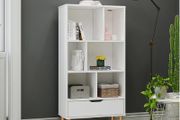 BRAND NEW Storage Cabinet Shelves Unit 6 Cube Bookshelf Freestanding With 1 Drawer Wooden Legs Display