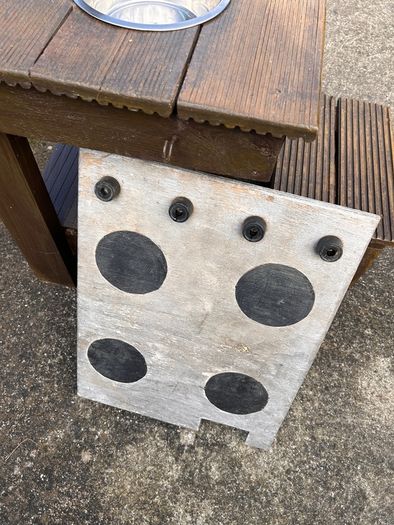 Hand made solid timber mud kitchen with stool with accessories