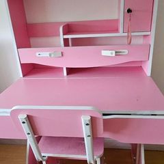 pink kids study desk and chair